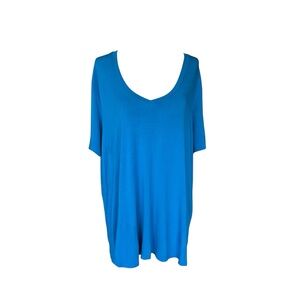 Johnny Was Turquoise Short Sleeve V-Neck Swing Tee Shirt size XL